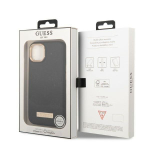Оригинален гръб GUESS Peony Logo Plate MagSafe GUHMP13MSAPSTK - iPhone 13 черен - Img 8