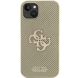 Оригинален гръб GUESS Perforated 4G Glitter - iPhone 15 златист - Img 3
