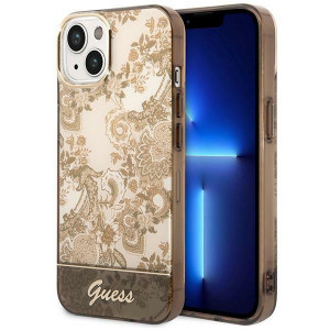 Оригинален гръб GUESS Porcelain GUHCP14MHGPLHC - iPhone 14 Plus охра - Img 1