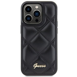 Оригинален гръб GUESS Quilted Metal Logo - iPhone 15 Pro черен - Img 3
