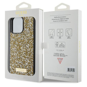Оригинален гръб GUESS Rhinestone Metal Logo - iPhone 15 Pro жълт - Img 8