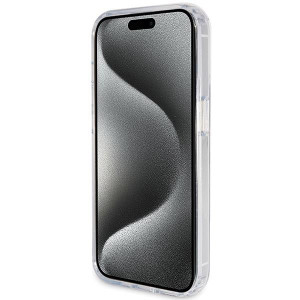 Оригинален гръб GUESS Ring Stand Script Glitter MagSafe - iPhone 15 Pro прозрачен - Img 5