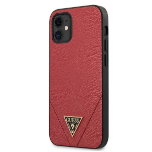 Оригинален гръб GUESS Saffiano GUE000833 GUHCP12SVSATMLRE - iPhone 12 mini червен - Img 1