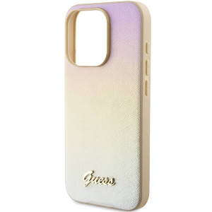 Оригинален гръб GUESS Saffiano Iridescent Script - iPhone 15 Pro златист - Img 6