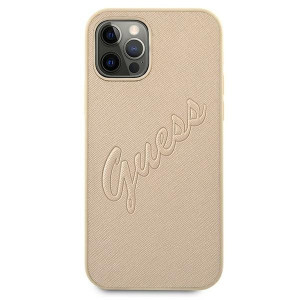 Оригинален гръб GUESS Saffiano Vintage Script GUHCP12LRSAVSLG - iPhone 12 Pro Max златист - Img 3