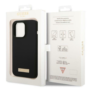 Оригинален гръб GUESS Silicone Logo Plate 4G Logo Plate GUHMP14LSBPLK MagSafe - iPhone 14 Pro черен - Img 8