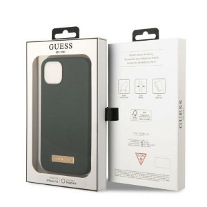 Оригинален гръб GUESS Silicone Logo Plate MagSafe GUHMP13MSBPLA - iPhone 13 зелено каки - Img 8