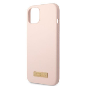 Оригинален гръб GUESS Silicone Logo Plate MagSafe GUHMP13MSBPLP - iPhone 13 розов - Img 6