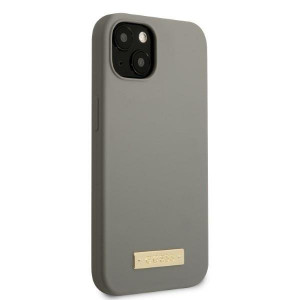 Оригинален гръб GUESS Silicone Logo Plate MagSafe GUHMP13SSPLG - iPhone 13 mini сив - Img 4