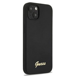 Оригинален гръб GUESS Silicone Script Gold Logo GUHMP13MLSLMGBK - iPhone 13 черен - Img 3