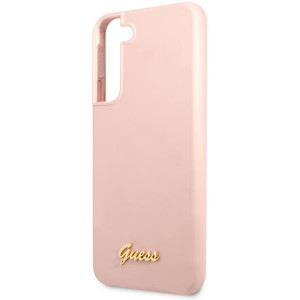 Оригинален гръб GUESS Silicone Script Metal Logo GUHCS23MLSLMGPP - Samsung Galaxy S23+ розов - Img 6