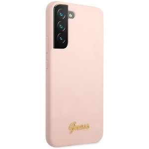 Оригинален гръб GUESS Silicone Script Metal Logo GUHCS23SLSLMGPP - Samsung Galaxy S23 розов - Img 4
