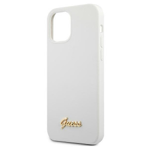 Оригинален гръб GUESS Silicone Vintage Gold Logo GUHCP12SLSLMGWH - iPhone 12 mini бял - Img 6