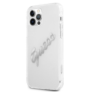 Оригинален гръб GUESS Vintage Script Silver GUHCP12LKTRSVSI - iPhone 12 Pro Max прозрачен - Img 2