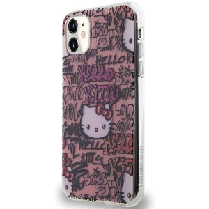Оригинален гръб Hello Kitty IML Tags Graffiti - iPhone 11 розов - Img 2