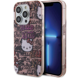 Оригинален гръб Hello Kitty IML Tags Graffiti - iPhone 14 Pro розов - Img 1