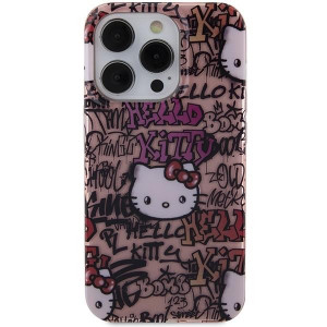 Оригинален гръб Hello Kitty IML Tags Graffiti - iPhone 15 Pro Max розов - Img 3