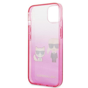Оригинален гръб KARL LAGERFELD Gradient Ikonik Karl & Choupette KLHCP13STGKCP - iPhone 13 mini розов - Img 7