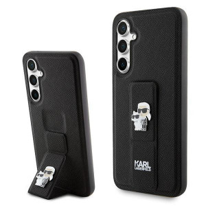 Оригинален гръб KARL LAGERFELD Gripstand Saffiano Karl & Choupette Pins - Samsung Galaxy S23 FE черен - Img 1