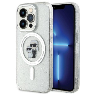 Оригинален гръб KARL LAGERFELD Karl & Choupette Glitter MagSafe - iPhone 15 Pro прозрачен - Img 1