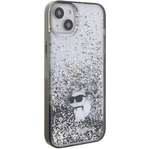 Оригинален гръб KARL LAGERFELD Liquid Glitter Choupette - iPhone 15 Plus прозрачен - Img 4
