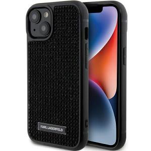 Оригинален гръб KARL LAGERFELD Rhinestone Logo Metal Plate - iPhone 15 черен - Img 1