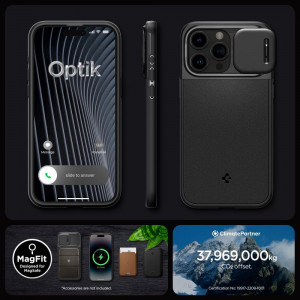 Оригинален гръб SPIGEN Optik Armor MagSafe - iPhone 15 Pro черен - Img 18
