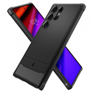 Оригинален гръб SPIGEN Rugged Armor - Samsung Galaxy S24 Ultra черен мат - Img 15