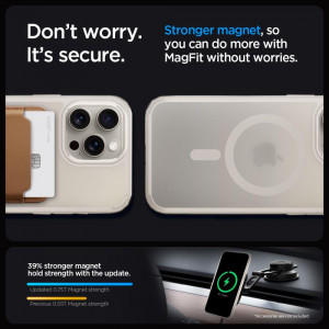 Оригинален гръб SPIGEN Ultra Hybrid MagSafe - iPhone 15 Pro matte natural titanium - Img 11