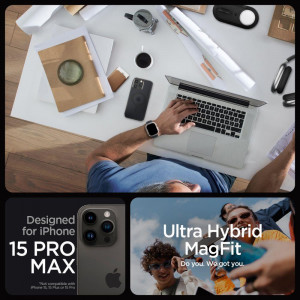 Оригинален гръб SPIGEN Ultra Hybrid MagSafe - iPhone 15 Pro Max Frost Black - Img 9