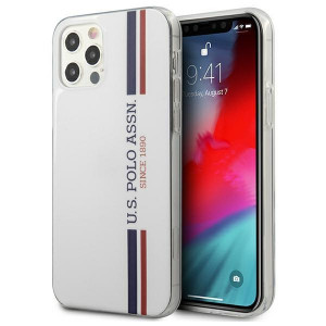 Оригинален гръб US POLO Tricolor USHCP12MPCUSSWH - iPhone 12 / 12 Pro бял - Img 1