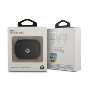 Оригинален калъф за слушалки от естествена кожа BMW Silver Logo BMAPSSLBK - AirPods Pro черен - Img 3