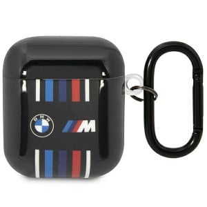 Оригинален калъф за слушалки BMW Multiple Colored Lines BMA222SWTK - AirPods 1 / 2 черен - Img 1