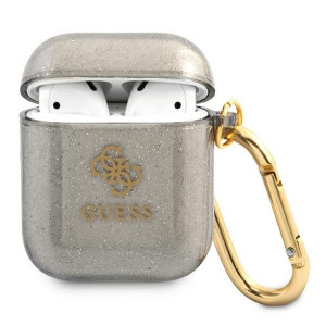 Оригинален калъф за слушалки GUESS Glitter GUA2UCG4GK - AirPods 1 / 2 черен - Img 1