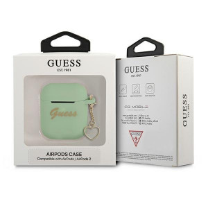 Оригинален калъф за слушалки GUESS Silicone Charm Heart GUA2LSCHSN - AirPods зелен - Img 3