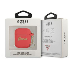 Оригинален калъф за слушалки GUESS Silicone Charm Heart GUA2LSCHSR - AirPods 1 / 2 червен - Img 3