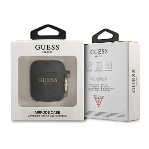 Оригинален калъф за слушалки GUESS Silicone Glitter GUA2SGGEK - AirPods 1 / 2 черен - Img 3