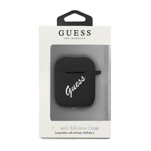 Оригинален калъф за слушалки GUESS Silicone Vintage GUACA2LSVSBW - AirPods 1 / 2 черен / бял - Img 3
