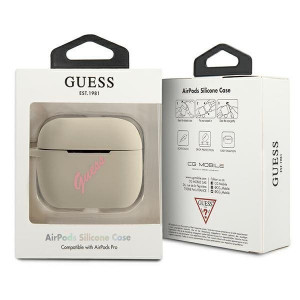 Оригинален калъф за слушалки GUESS Silicone Vintage GUACAPLSVSGP AirPods Pro сив / розов - Img 3