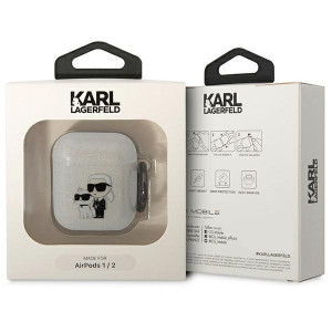 Оригинален калъф за слушалки Karl LAGERFELD Glitter Karl&Choupette KLA2HNKCTGT - AirPods 1 / 2 прозрачен - Img 3