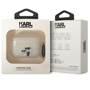 Оригинален калъф за слушалки Karl LAGERFELD Glitter Karl&Choupette KLAPHNKCTGT - AirPods Pro прозрачен - Img 3
