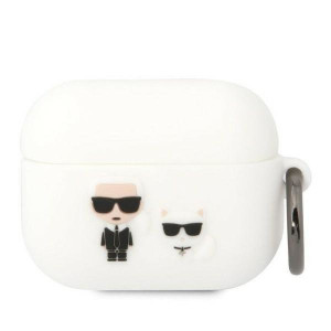 Оригинален калъф за слушалки Karl LAGERFELD Silicone Karl&Choupette KLACAPSILKCW - AirPods Pro бял - Img 1