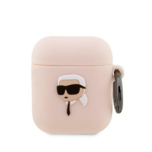 Оригинален калъф за слушалки Karl LAGERFELD Silicone Karl Head 3D KLA2RUNIKP - AirPods 1 / 2 розов - Img 1