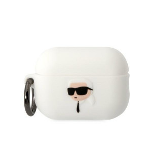Оригинален калъф за слушалки Karl LAGERFELD Silicone Karl Head 3D KLAP2RUNIKH - AirPods Pro 2 бял - Img 1
