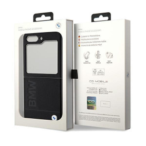 Оригинален калъф от естествена кожа BMW Leather Hot Stamp - Samsung Galaxy Z Flip5 черен - Img 8