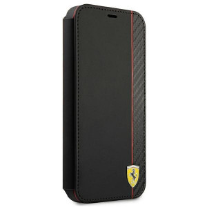 Оригинален калъф тип книга FERRARI Track Carbon Stripe FESAXFLBKP13SBK - iPhone 13 mini черен - Img 3