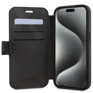 Оригинален калъф тип книга GUESS 4G Metal Logo - iPhone 13 / 14 / 15 сив - Img 5