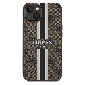 Оригинален калъф тип книга GUESS 4G Printed Stripes MagSafe - iPhone 13 / 14 / 15 кафяв - Img 3