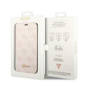 Оригинален калъф тип книга GUESS 4G Vintage Gold Logo GUBKP14LHG4SHP - iPhone 14 Pro розов - Img 7