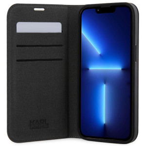 Оригинален калъф тип книга KARL LAGERFELD Saffiano Monogram KLBKP14XSAKLHPG - iPhone 14 Pro Max сребрист - Img 4